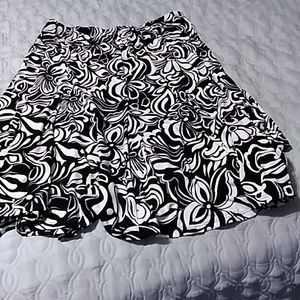 Chico's Black and White Floral Print Skirt